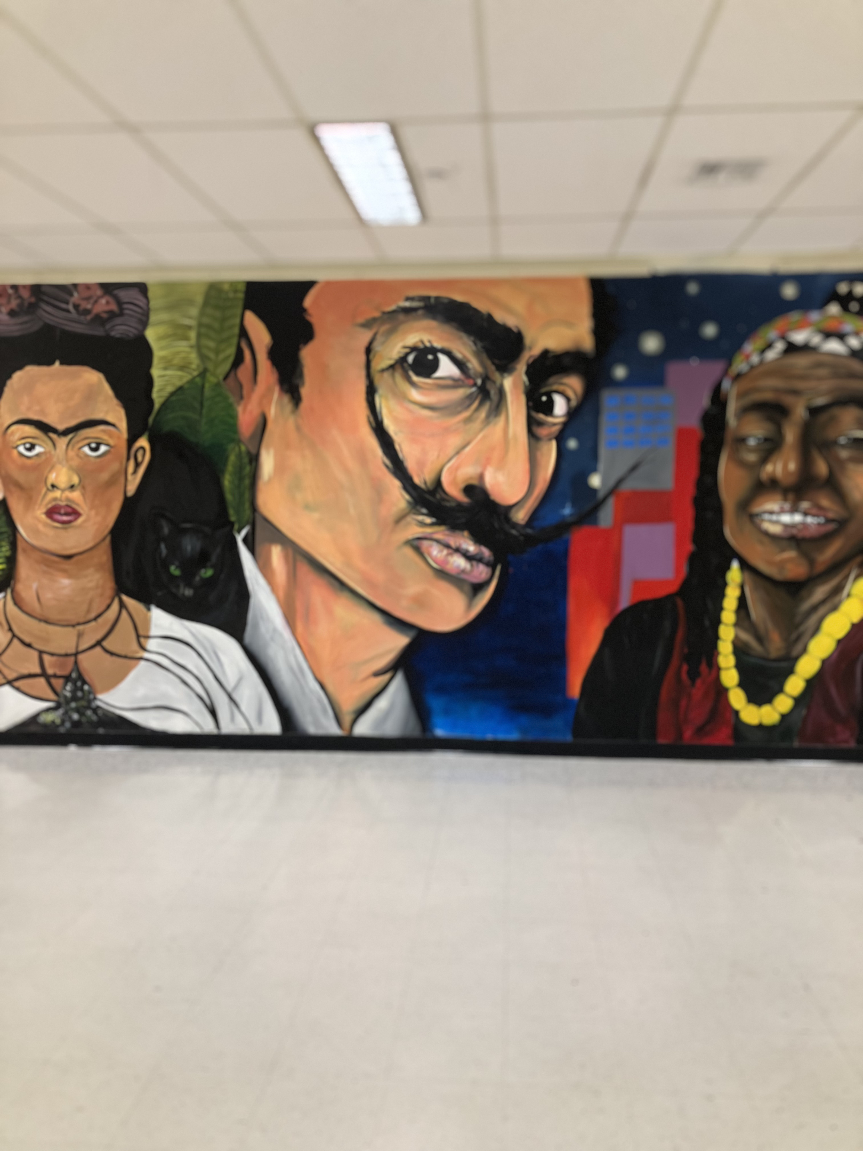 Salvador Dalí as painted on the Wall of Artists mural at Western High School